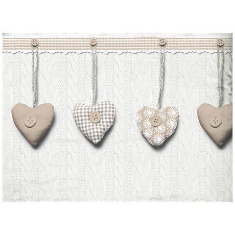Copripiumino Sacco Piumone Pensieri Delicati Cotone Disegno Cuore Appeso Singolo Beige - Foto 2