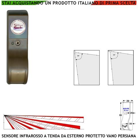 Sensore Movimento Infrarosso Tenda Esterno Marrone Dual Pir Rileva Intruso Vano Finestra Invia Allarme Portata 8 Mt 60 - Foto 1