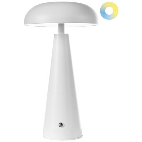 Lampada Da Tavolo Senza Fili A Led Bocono Con Dimmer Metallo Bianco - Foto 1