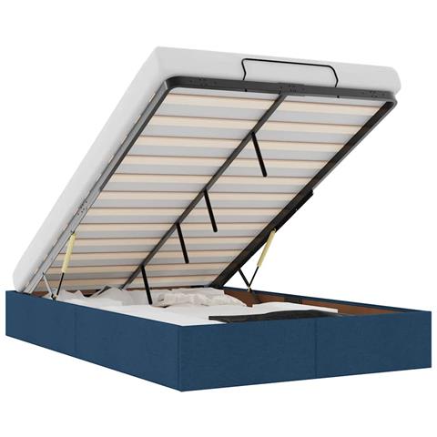 Struttura Letto Pouf Senza Materasso Blu 120x200 Cm In Tessuto - Foto 2