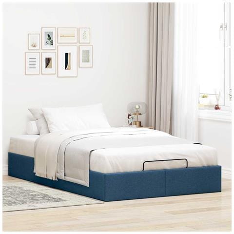 Struttura Letto Pouf Senza Materasso Blu 120x200 Cm In Tessuto - Foto 3