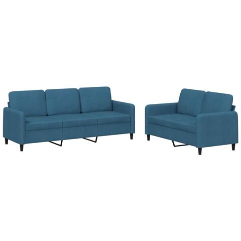 Set Di Divani 2 Pz Blu In Velluto - Foto 2