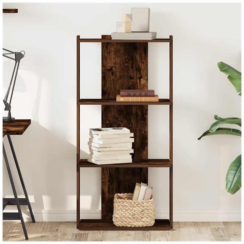 Libreria A 3 Ripiani Rovere Fumo 60x30x120 Cm Legno Multistrato - Foto 3