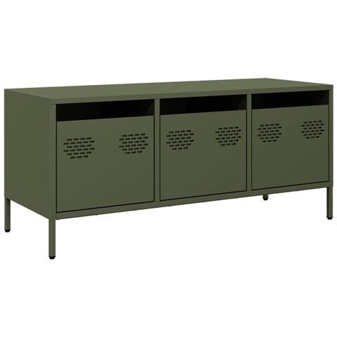 Mobile Tv Verde Oliva 101,5x39x43,5cm Acciaio Laminato A Freddo - Foto 2
