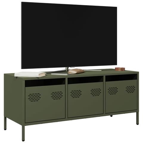 Mobile Tv Verde Oliva 101,5x39x43,5cm Acciaio Laminato A Freddo - Foto 1