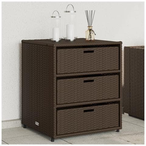 Armadietto Portaoggetti Giardino Marrone 55x59x69cm Polyrattan - Foto 8