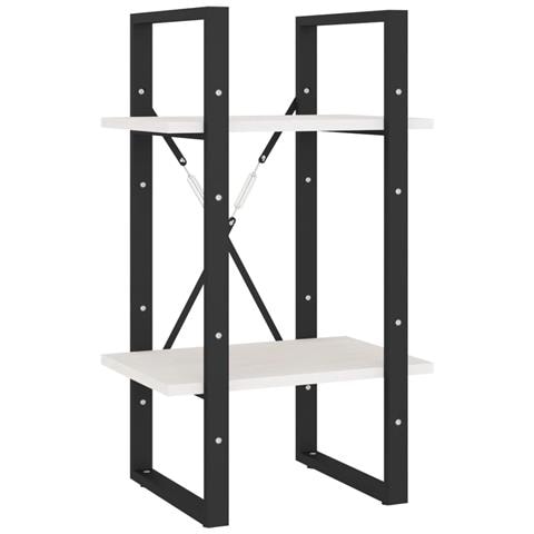 Libreria A 2 Ripiani Bianca 40x30x70 Cm In Massello Di Pino - Foto 1