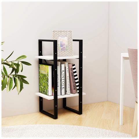 Libreria A 2 Ripiani Bianca 40x30x70 Cm In Massello Di Pino - Foto 2