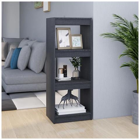 Libreria /divisorio Grigio 40x30x103,5 Cm Legno Massello Di Pino - Foto 8