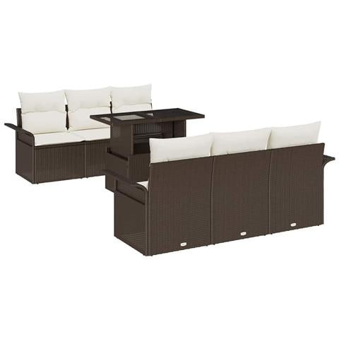 Set di Divani da Giardino 7 Pezzi con Cuscini Marrone in Rattan Sintetico - Foto 1