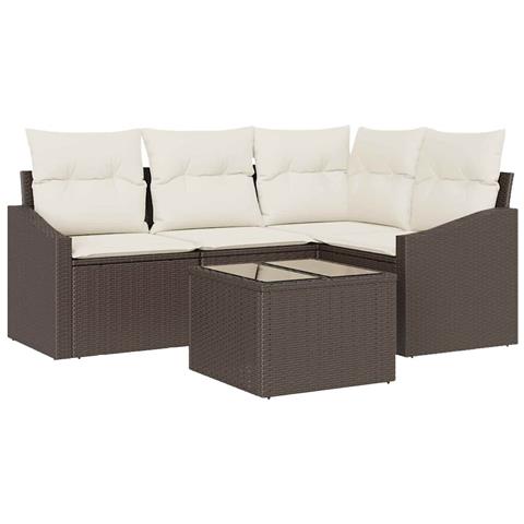Set Divano da Giardino in 4 Pezzi con Cuscini Grigio Poly Rattan - Foto 1