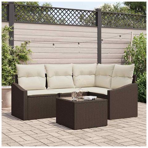 Set Divano da Giardino in 4 Pezzi con Cuscini Grigio Poly Rattan - Foto 2