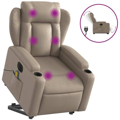 Poltrona Alzapersona Massaggio Elettrica Cappuccino Similpelle - Foto 1