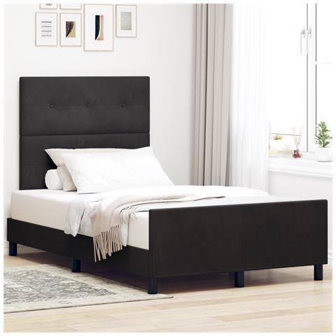 Letto Nero 120x190 cm Velluto - Foto 2