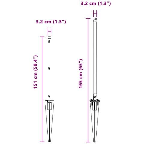 Pali per recinzione con picchetto 7 pcs Ø32 mm 120 cm acciaio galvanizzato - Foto 9