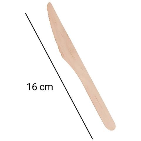 Set Di 50 Coltelli In Legno Naturale Monouso 16 Cm, Beige - Foto 4