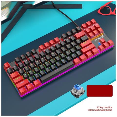 Tastiera Meccanica Cablata A 87 Tasti - Tastiera Da Gioco Rgb Hot-swappable Con Interruttore Blu Black/red - Foto 4