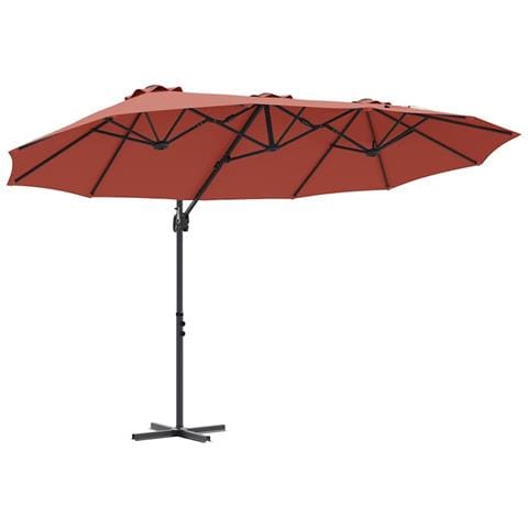 Ombrellone a braccio da giardino Terracotta 372 x 198 x 243 cm - Foto 1