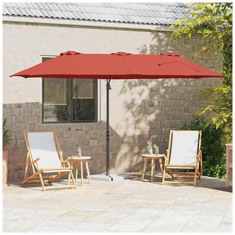 Ombrellone a braccio da giardino Terracotta 372 x 198 x 243 cm - Foto 2