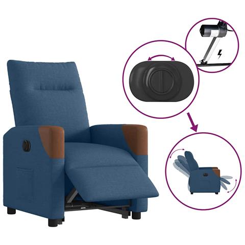 Poltrona Alzapersona Reclinabile Elettrica Blu in Tessuto - Foto 9