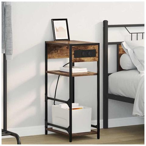 Armadio da Notte Rovere fumo 40 x 27 x 76 cm Legno multistrato - Foto 2