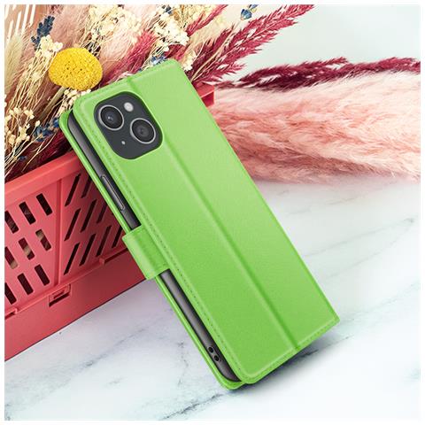 Custodia A Portafoglio Per Apple Iphone 15 Plus Con Supporto E Linguetta, Verde - Foto 5