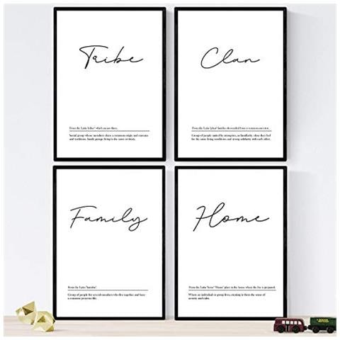 Set Di 4 Stampe Fogli Con Le Definizioni Delle Parole In Inglese. Poster 'famiglia' Di Parole Con Definizioni Senza Cornice A3 - Foto 1