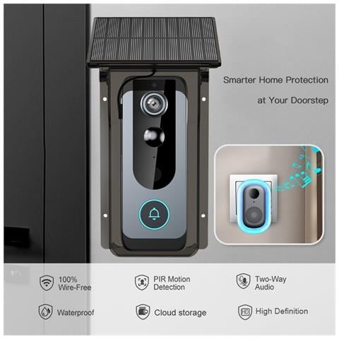 Videocitofono Smart Wireless Hd Con Copertura Antipioggia, Visione Notturna E Audio Bidirezionale - Foto 2