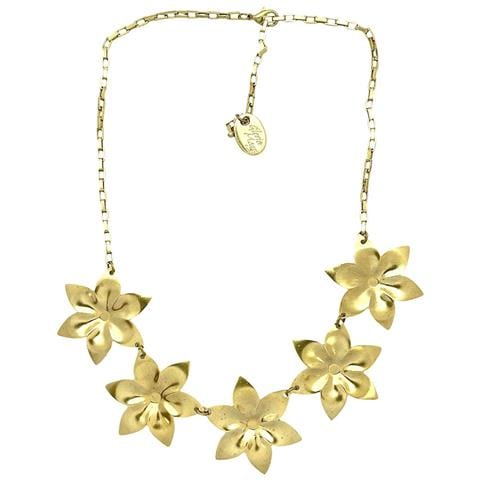 Collana Girocollo Fiveflower In Ottone Placcato Oro. Design - Foto 1