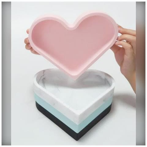 Set Di 4 Vassoi Impilabili A Forma Di Cuore In Silicone - Soluzione Di Archiviazione Romantica Pink - Foto 2