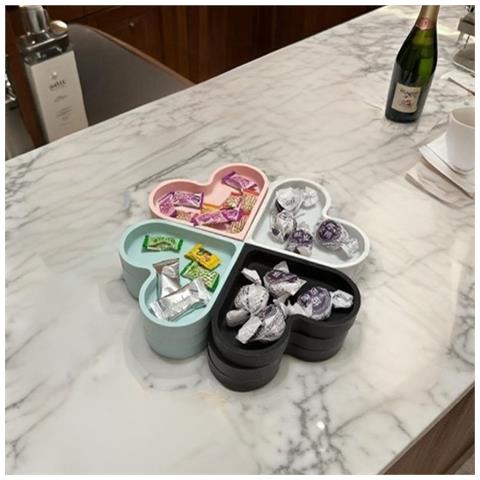 Set Di 4 Vassoi Impilabili A Forma Di Cuore In Silicone - Soluzione Di Archiviazione Romantica Pink - Foto 6