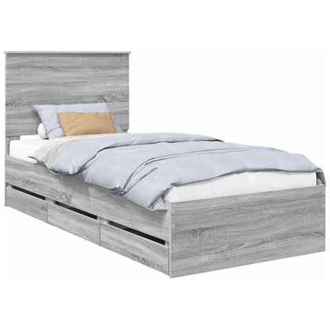 Struttura del letto con cassetto Grigio Sonoma 75 x 190 cm - Foto 1