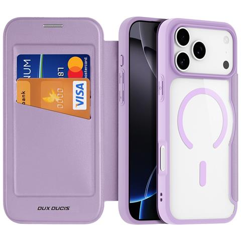 Cover con Tapa per iPhone 17 Pro Max - Pelle /PU, Viola, MagSafe - Foto 4