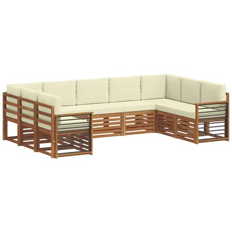 Set divani 9 pcs Naturale e Crema Legno di Acacia Massello - Foto 1