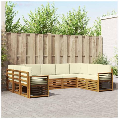 Set divani 9 pcs Naturale e Crema Legno di Acacia Massello - Foto 2