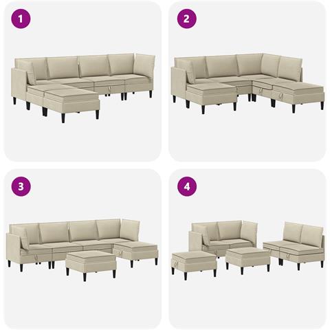Set di mobili per il soggiorno 6 pcs Sabbia Tessuto - Foto 9
