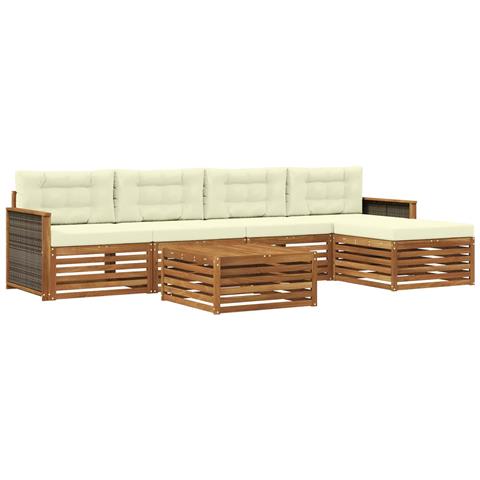 Set di divani da esterno con cuscino 6 pcs Naturale e Crema - Foto 1