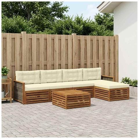 Set di divani da esterno con cuscino 6 pcs Naturale e Crema - Foto 2