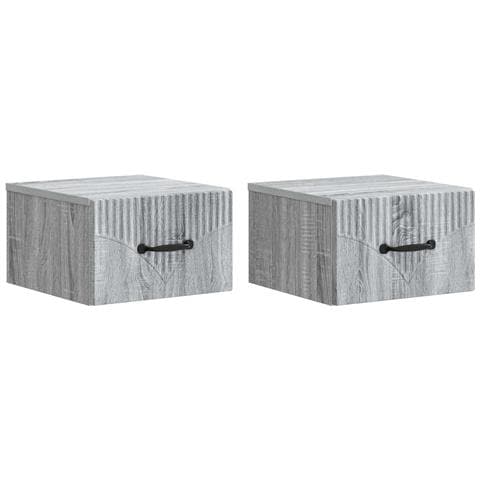 Mobiletto da notte a muro 2 pcs Grigio Sonoma 34,5 x 33 x 20 cm - Foto 1