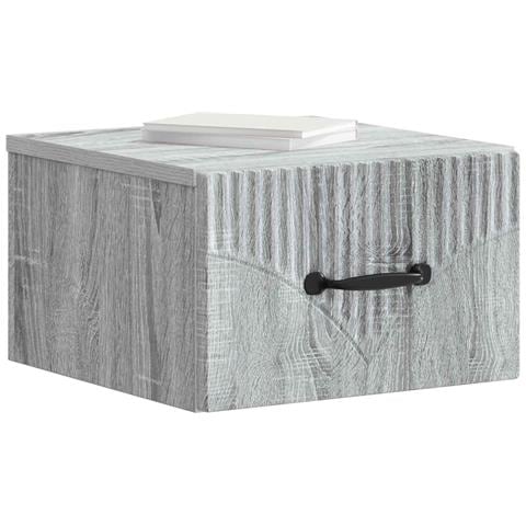 Mobiletto da notte a muro 2 pcs Grigio Sonoma 34,5 x 33 x 20 cm - Foto 2