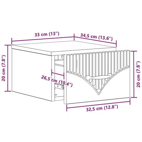 Mobiletto da notte a muro 2 pcs Grigio Sonoma 34,5 x 33 x 20 cm - Foto 9
