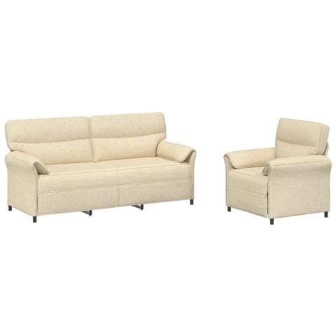 Set di divani 2 pz Crema Tessuto - Foto 1