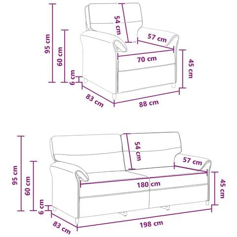 Set di divani 2 pz Crema Tessuto - Foto 9