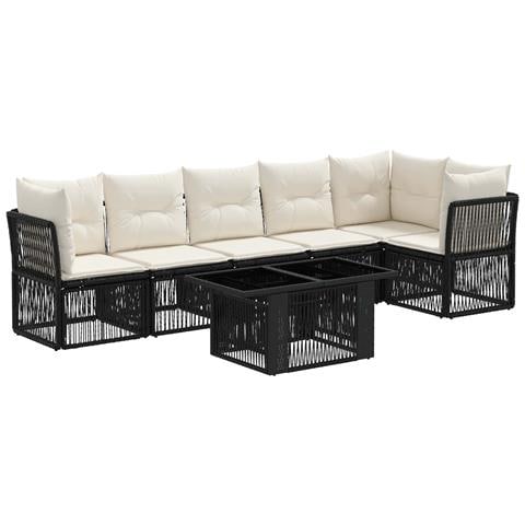 Set Divano da Giardino 7 pz Nero polyrattan - Foto 1