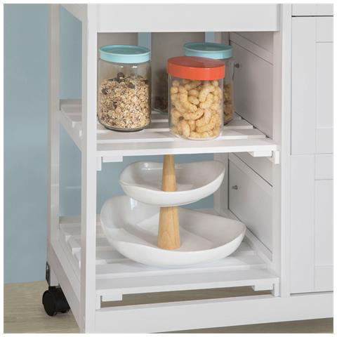 Carrello Cucina Credenza Da Cucina O Bagno Con 3 Cassetti E 1 Cestino L68*p38*a85 Cm Fkw79-w - Foto 8