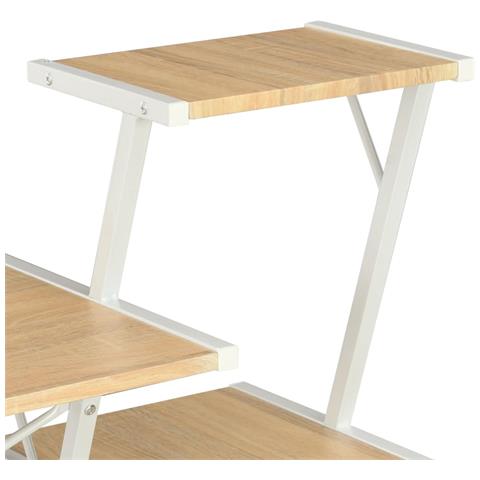 Scrivania con Ripiano Bianca e Rovere 116x50x93 cm - Foto 2