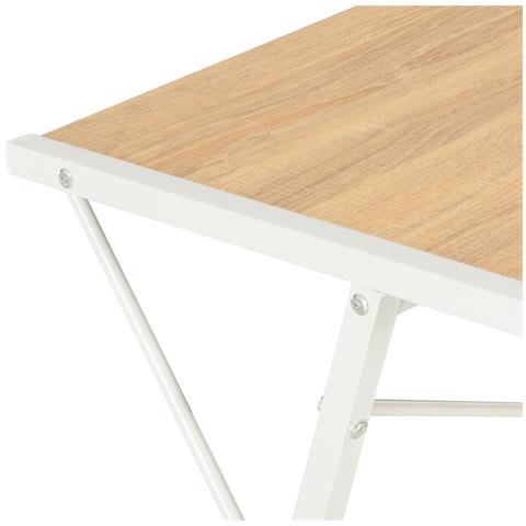 Scrivania con Ripiano Bianca e Rovere 116x50x93 cm - Foto 7