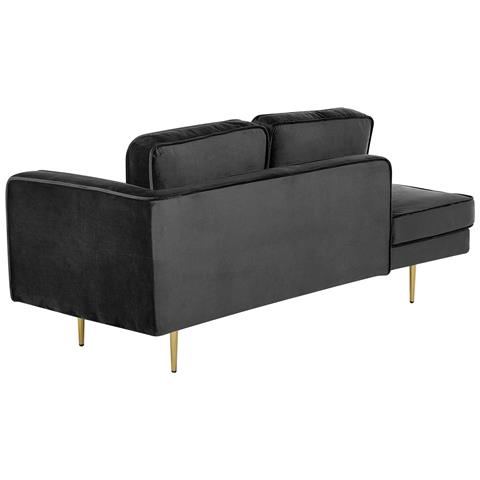 Chaise Longue In Velluto Nero Destra Miramas - Foto 16