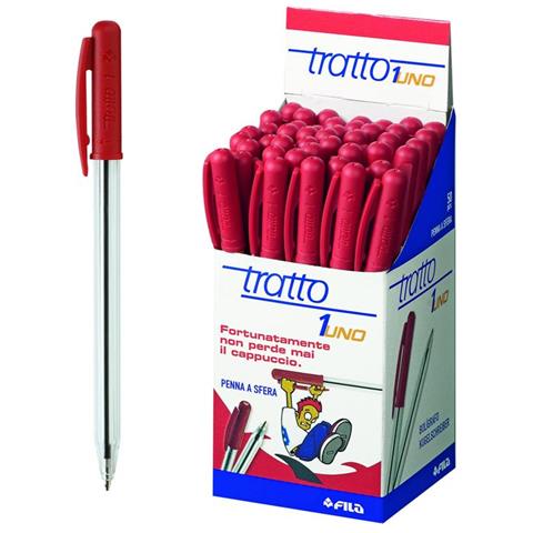 Penna A Sfera Tratto 1 Rosso - Diametro Punta 0,5Mm - Confezione Da 50 Pezzi - Foto 1