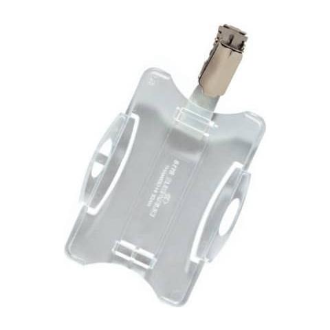 Portabadge 54x85mm Con Clip Di Sicurezza Orientabile Trasparente Conf. 25 Pezzi - 811819 - Foto 1